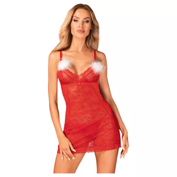 Obsessive Claussica - babydoll e tanga (vermelho) - XL/XXL