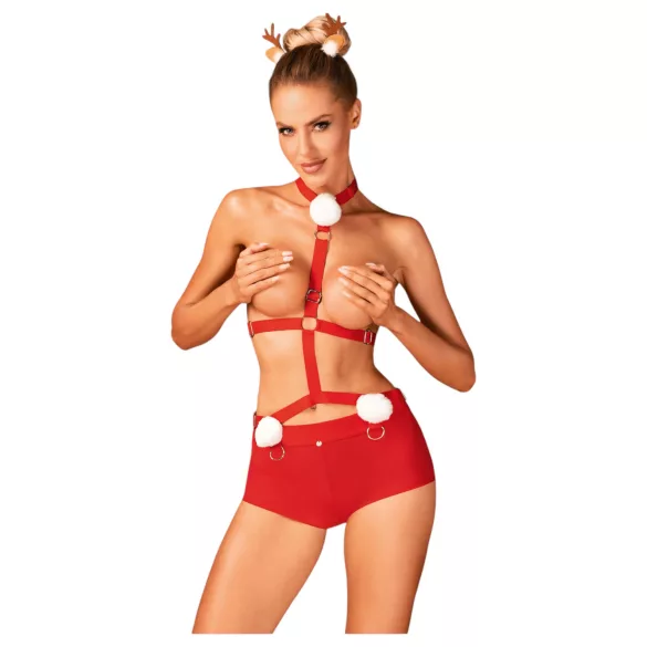 Obsessive Ms Reindy - Conjunto de Fantasia Rena Feminina (2 peças) - Vermelho