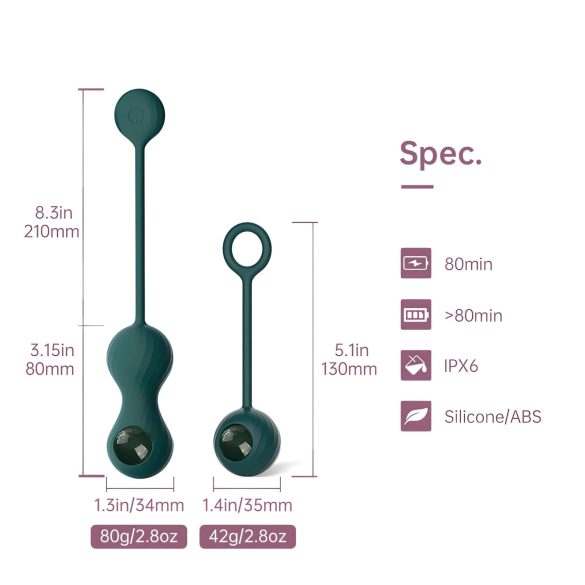 Magic Motion Crystal Duo - bolas kegel inteligentes - verde