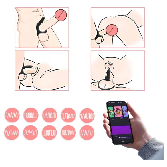 Magic Motion Rise - anel peniano vibratório recarregável inteligente - preto