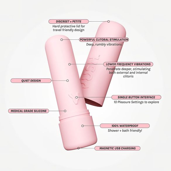 Vush Pop Gloss - mini vibrador recarregável à prova d’água - rosa