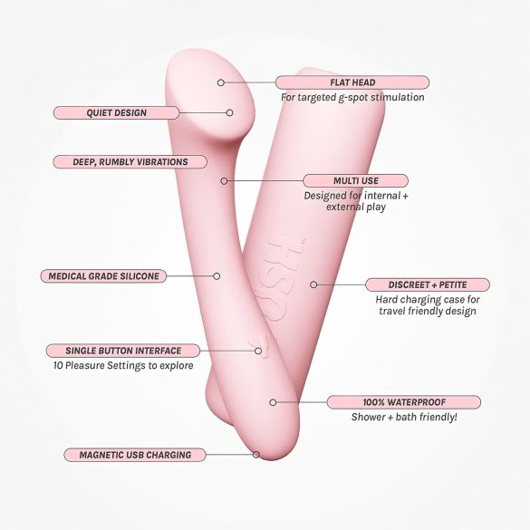 Vush Pop Shine - vibrador ponto G recarregável à prova d'água - rosa